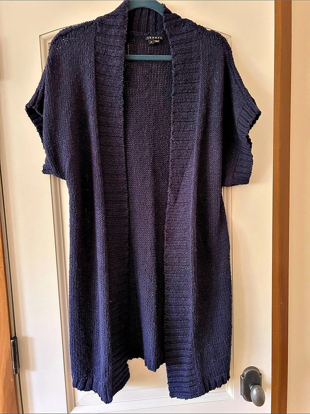 theory Open Front Knit Shrug in Black Size Large